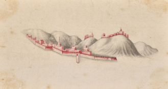 Manner of Hollar 18th/19th Century, a fortified town on a series of hills, ink and wash, paper