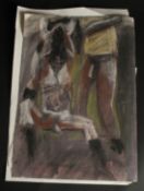 Steve Rush (20th Century), a group of 4 Unframed sketches of mostly male nudes, some erotic