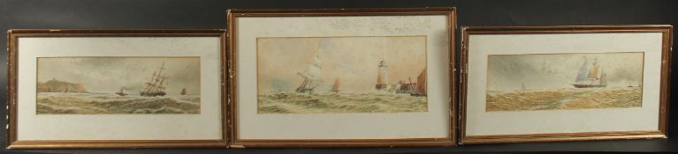 A collection of three watercolours, 'Dublin Bay', inscribed and initialed G.M, 6.25