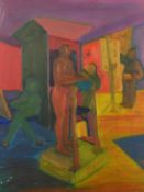 Manner of Joseph Herman, Figures at an art class, oil on canvas, 24