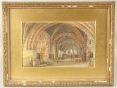 Arthur Robertson, Circa 1880, a scene of a vaulted church interior, watercolour, signed and dated,