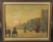 Mid 20th Century, A pair of Hong Kong street views, oils on canvas, one with Hong Kong picture