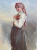 Circa 1900, a study of a female figure holding a wild flower, chromolithographs, 12