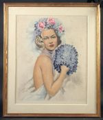 J. D. Van Laulaert, A young beauty, coloured lithograph, 23