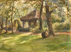 Circle of James Orrock, 'A black and green garden, Vanbrugh', watercolour, inscribed in pencil, 5
