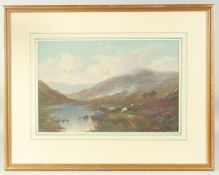 Enoch Ward (1859-1922) British, A pair of landscape views, one with mountains and cattle, the