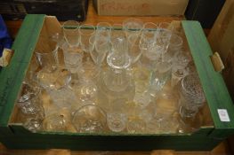 Good cut glass decanter and other glassware.