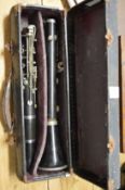 Cased clarinet.