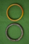 Two jade bangles.