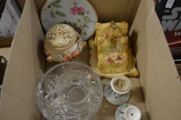 A Doulton floral decorated potpourri jar and cover and other items.