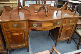 A good Edwardian inlaid mahogany pedestal sideboard.