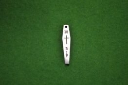 An unusual stainless steel coffin shaped pendant.
