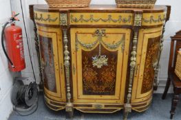 A Continental inlaid and ormolu mounted credenza.