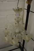 A Venetian style glass chandelier.