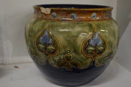 A Doulton jardiniere, rim chipped.