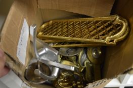 Brass door finger plates and other door furniture together with a hardwood stand.