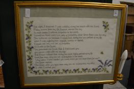 An embroidered sampler.