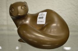 Richard Fisher, a small bronze resin model of a stylised otter.