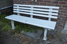 A plastic garden bench.