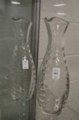 A pair of Edinburgh crystal 'edge' carafes.