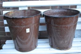 Two enamel buckets.