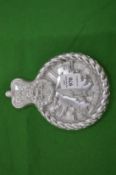 A Falklands Royal Hampshire silvered badge 6.5