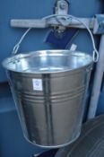 A galvanised bucket.