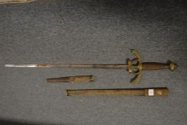 A sword and scabbard.
