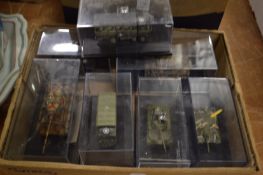 A collection of models of military vehicles.