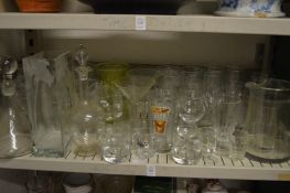 A shelf of glassware.