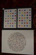 After Damien Hirst, two spot prints, unframed.