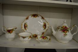Royal Albert Old Country Roses teapot and other items.