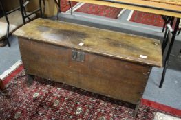 A 17th century oak six plank coffer.