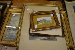 Various paintings and prints depicting landscapes, nautical scenes etc.