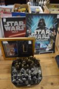 Star Wars interest, the Star Wars Vault, hard back book with slipcase, a framed and glazed Star Wars