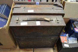 Two wooden boxes of gramophone records.