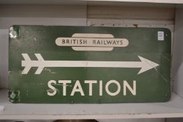 A British Railways double sided station direction sign.