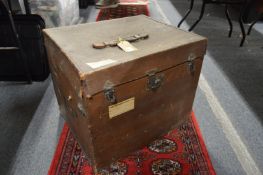 An old canvas trunk.