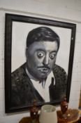 A large portrait bust of a surprised looking Gentleman, frame 175cm x 140cm.