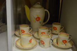 A Suzi Cooper Art Deco part coffee service (faults).