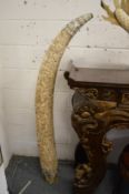 A good large pair of Chinese carved sectional bone models of elephant tusks, 170cm high.