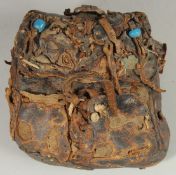 AN EARLY MONGOLIAN LEATHER POUCH.