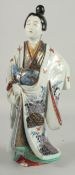 A FINE AND LARGE JAPANESE ARITA PORCELAIN BIJIN, the robe painted with blue and white patterns and