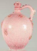 AN ISLAMIC MARKET PINK PORCELAIN VESSEL, with moulded decoration and gilt highlights, 20.5cm high.