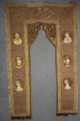 AN 18TH-19TH CENTURY OTTOMAN TURKISH WIRE EMBROIDERED MOSQUE DOOR SURROUND, unusually decorated with