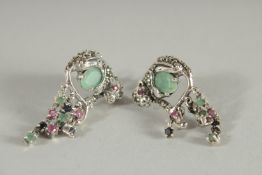 A PAIR OF SILVER PANTHER EARRINGS.