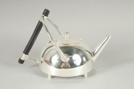 A LARGE CHRISTOPHER DRESSER DESIGN, SILVER PLATED, TEA POT.