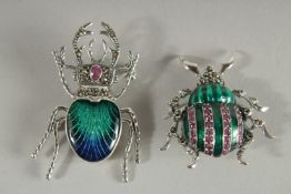 TWO SILVER PUG DOG BROOCHES