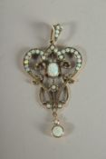 A GOOD 9CT GOLD OPAL SET PENDANT.