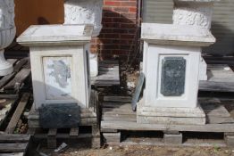 A GOOD PAIR OF ITALIAN WHITE MARBLE STANDS 2ft 7ins high.